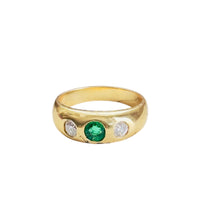 14k Gold Emerald + Diamond Ring
