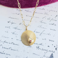 14k Gold Fluted Pendant Necklace
