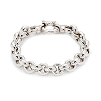 Sterling silver chain link bracelet with spring ring clasp, 7.5 inches