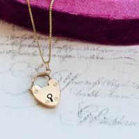 14K gold heart padlock necklace