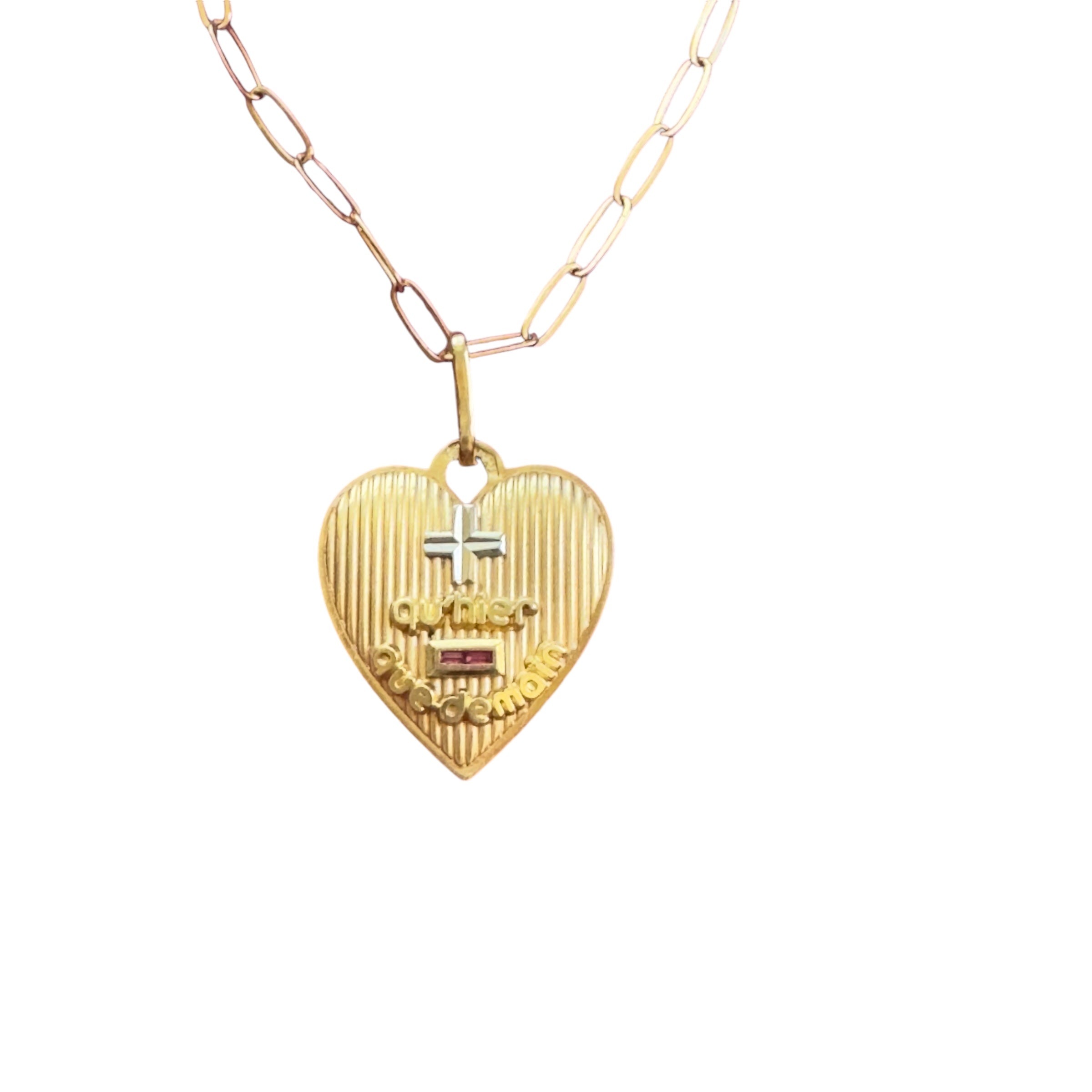 18K Gold French Fluted Heart Love Token – hipV Modern Vintage Jewelry