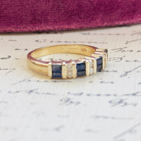 14k Yellow Gold Sapphire & Diamond Band