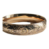 Etched Floral Gold Vintage Bangle