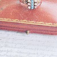 Antique 10k Seed Pearl & Turquoise Ring — Size 7