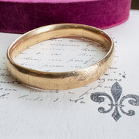 Etched Gold-Filled Hinged Bangle Bracelet