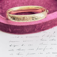 Floral Engraved Gold-Filled Hinged Bangle Bracelet