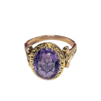 14k Gold Amethyst Floral Intaglio Ring | Size 6.5