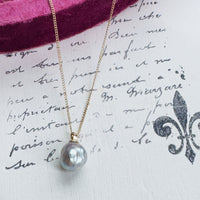 14K Gold Gray Tahitian Pearl Necklace