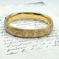 Floral Gold Bangle Bracelet
