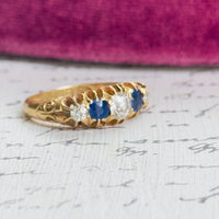 Antique diamond and sapphire band hallmarked Birmingham 1907