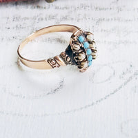 Antique 10k Seed Pearl & Turquoise Ring — Size 7