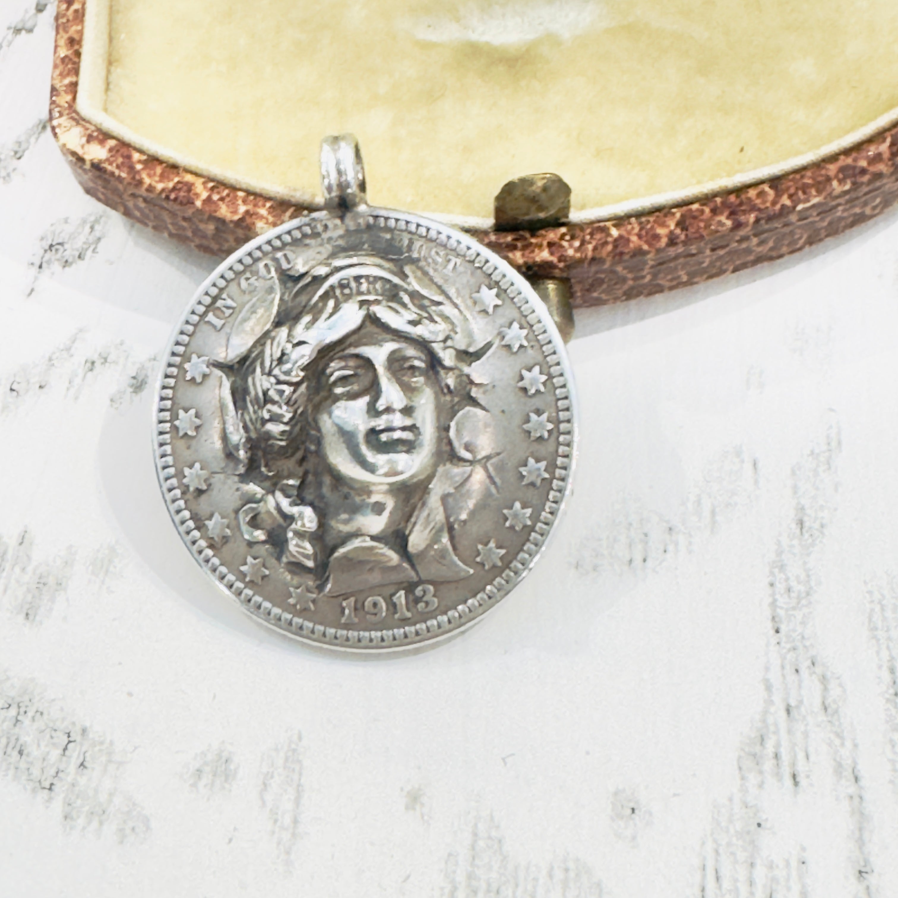 1913 Lady Liberty Coin Pendant (1913 Barber Half Dollar)