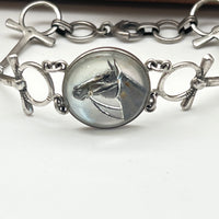 Domed Crystal Horse Pendant