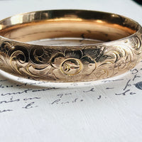 Etched Floral Gold Bangle