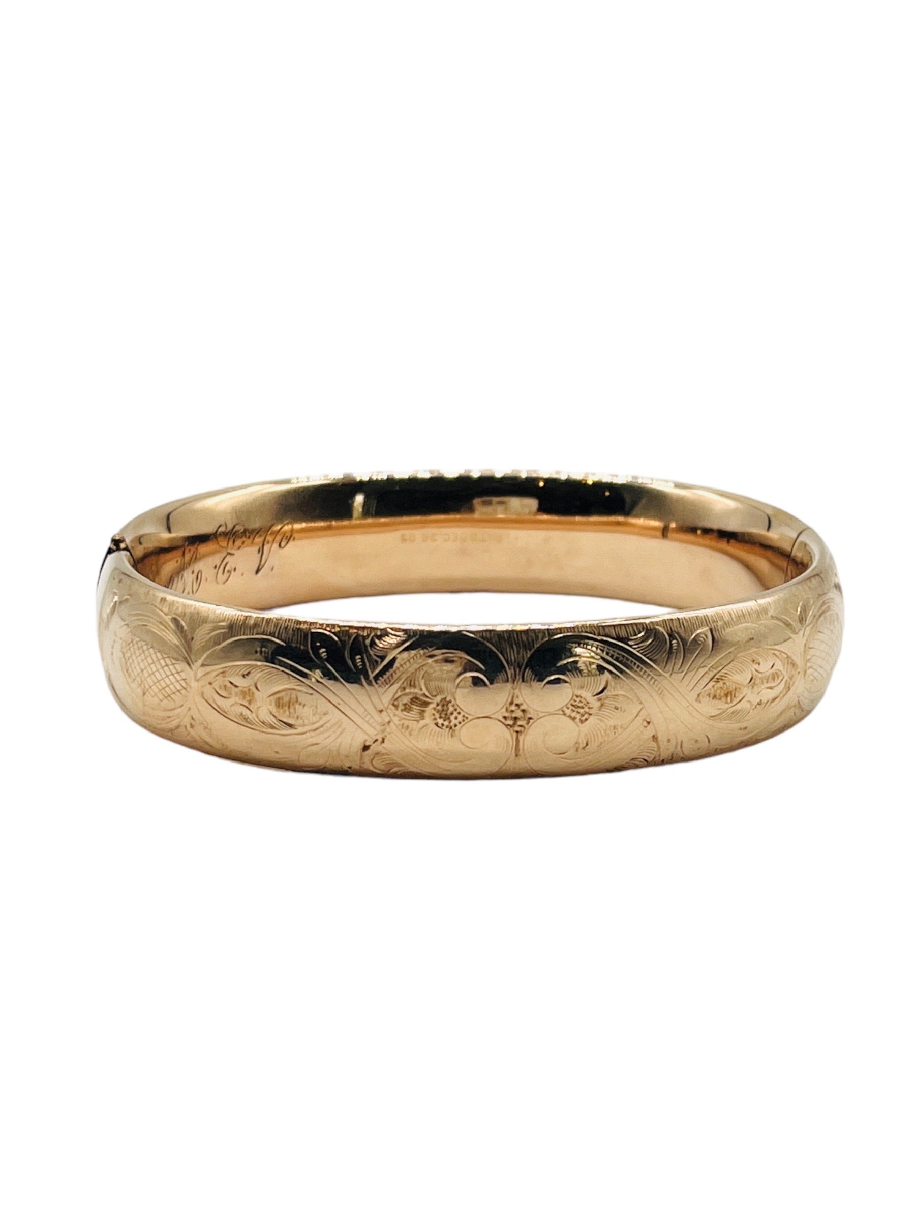 Floral Etched Hinged Bangle Bracelet • Bates & Bacon – hipV Modern
