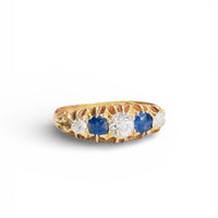 Edwardian five-stone diamond and sapphire band