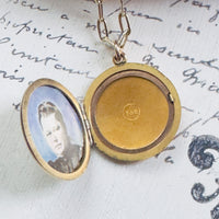 Guilloché Enamel Sunburst Locket Necklace on 14k Gold Paperclip Chain, 18”