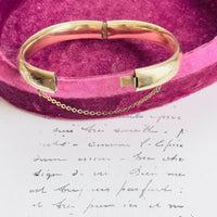 Floral Engraved Gold-Filled Hinged Bangle Bracelet