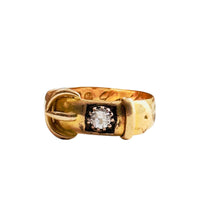 Edwardian Buckle Ring | Birmingham 18K Yellow Gold | Rose Cut Diamond