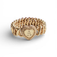 Vintage Carmen D.F.B. Co. gold-filled sweetheart locket bracelet with engraved “A” monogram