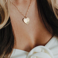 Gold filled heart necklace styled as everyday layering piece, hipV Modern Line