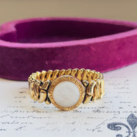 Phoenix by Speidel vintage sweetheart expansion bracelet in gold filled metal with mother of pearl face