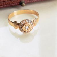 Victorian Pearl Diamond Ring 18K Rose Gold | hipV Jewelry