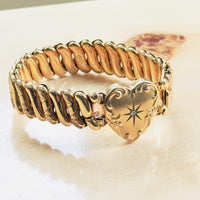 What is a sweetheart bracelet? Vintage gold-filled expansion bracelet with engraved heart and diamond, a wearable love token from the mid-century era