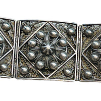 Sterling Cuff Bracelet with Flower Pattern