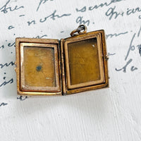 Intaglio Sapphire Locket • Antique Victorian Gold Filled Locket with Obsidian Intaglio of a Classical Warrior