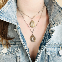 Vintage Intaglio Fob Portrait Pendant Necklace