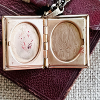 Vintage Black Cameo Intaglio Book Locket Necklace