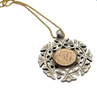 British Sterling Silver Rose Gold Pocketwatch Fob Necklace