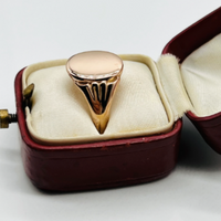 Vintage modern jewelry featuring Rose Gold Signet Ring ready for a monogram.