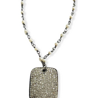 Diamond Pave Dog Tag Necklace