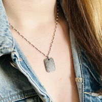 Diamond Pave Dog Tag Necklace