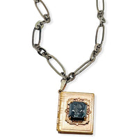 Vintage Black Cameo Intaglio Book Locket Necklace