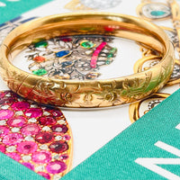 Vintage Gold Filled Etched Floral Bangle Bracelet. Circa 1900.