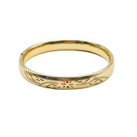 Antique Gold Filled Etched Floral Bangle. Circa 1900