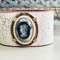 Cameo Leather Cuff Bracelet