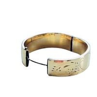 Antique Gold Filled Etched Floral Hinge Bangle Bracelet