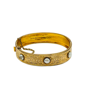 Antique Gold-Filled Bracelet With 3 Pearl Stones.