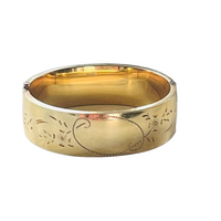 Vintage Gold Bangle Bracelet with vintage floral design.