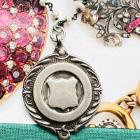 Sterling Silver Round Pendant Necklace with blank area for monogram