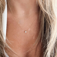 14k Gold CZ Pave zirconia Ball Necklaces