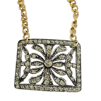 Antique jewelry and vintage Art Deco necklace with a rhinestone shoe buckle pendant, by hipV Modern Vintage Jewelry.