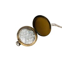 Round Antique Vintage Locket and Art Deco Photo Locket opens to hold two photos.