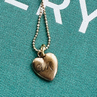 Vintage heart necklace with turquoise pearl in the center by hipV Modern Vintage Jewelry.