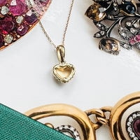14k Gold Heart Pendant Necklace by hipV Modern Vintage Jewelry.