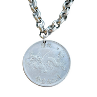 Qing Dynasty Coin Necklace on a silver chain.